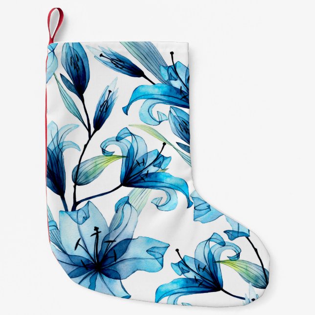 watercolor seamless pattern with transparent flowe small christmas stocking (Front)