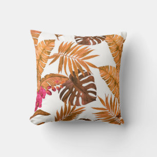 Watercolor seamless pattern with tropical leaves a cushion