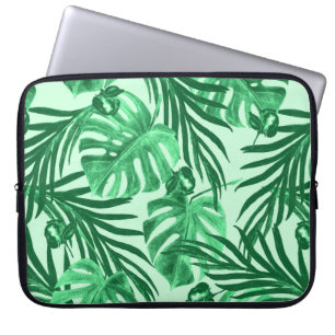 Watercolor seamless pattern with tropical leaves a laptop sleeve