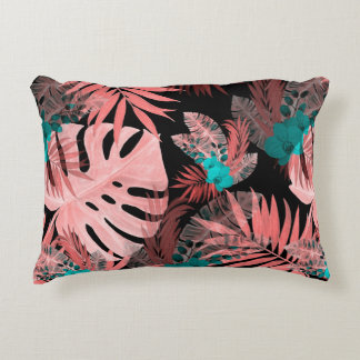 Watercolor seamless pattern with tropical plants decorative cushion