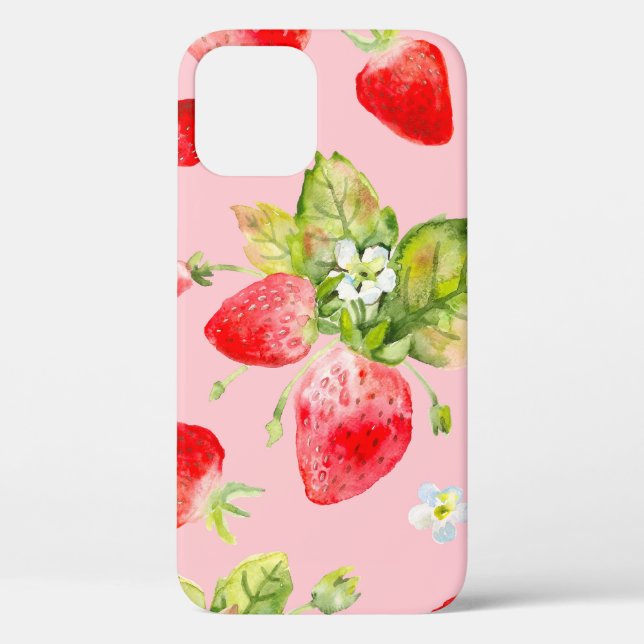watercolor seamless strawberry pattern Case-Mate iPhone case (Back)