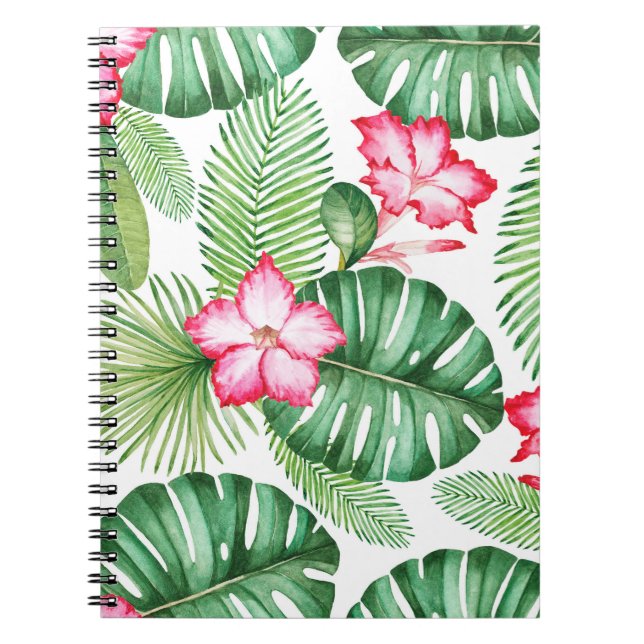 Watercolor seamless tropical pattern notebook (Front)