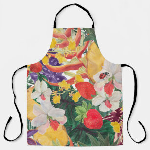 WAtercolor seamless tropical pattern with exotic f Apron