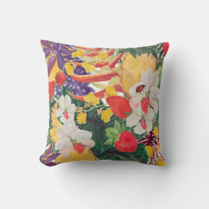 WAtercolor seamless tropical pattern with exotic f Cushion