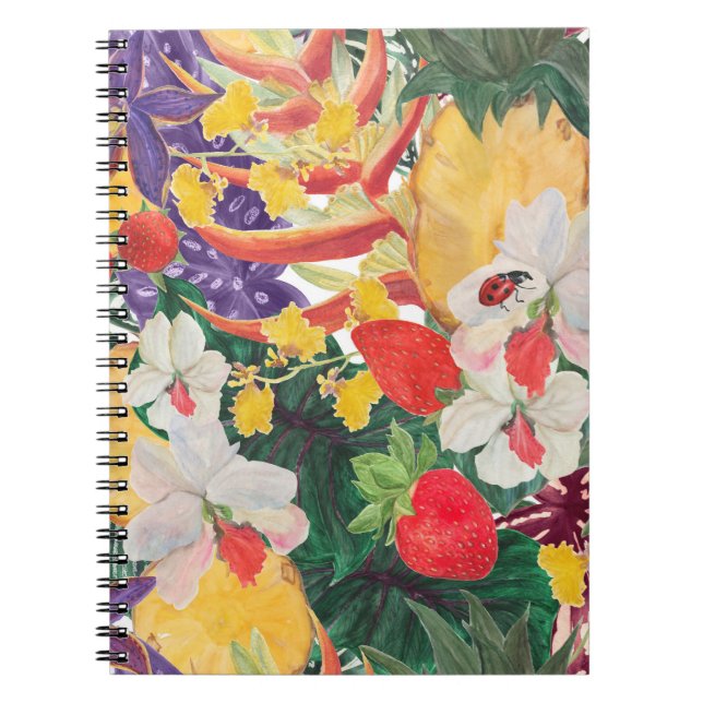 WAtercolor seamless tropical pattern with exotic f Notebook (Front)