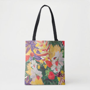 WAtercolor seamless tropical pattern with exotic f Tote Bag