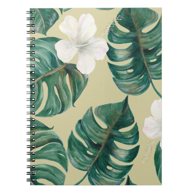 Watercolor seamless tropical pattern with exotic p notebook (Front)