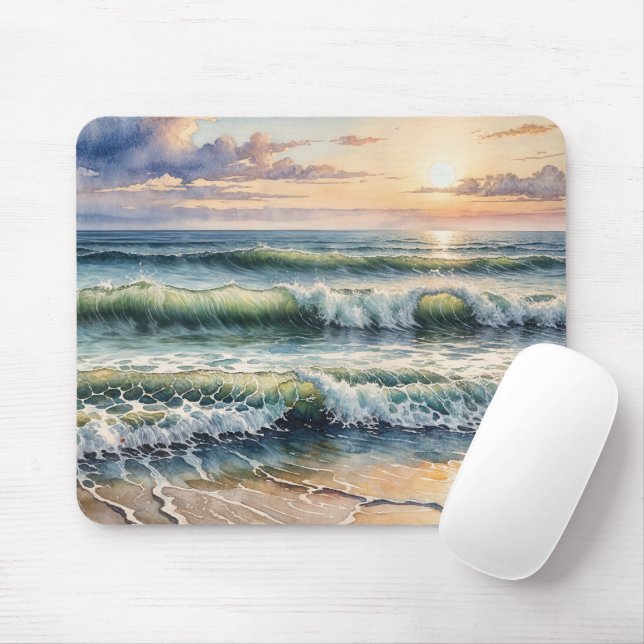 Watercolor Seascape Mouse Pad (With Mouse)