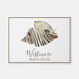 Watercolor Seashell Beach House Doormat