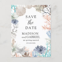 Watercolor Seashell Beach Wedding Save The Date