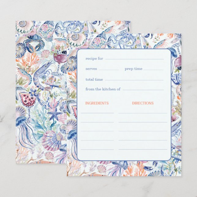 Watercolor Seashell Bridal Recipe (Front/Back)