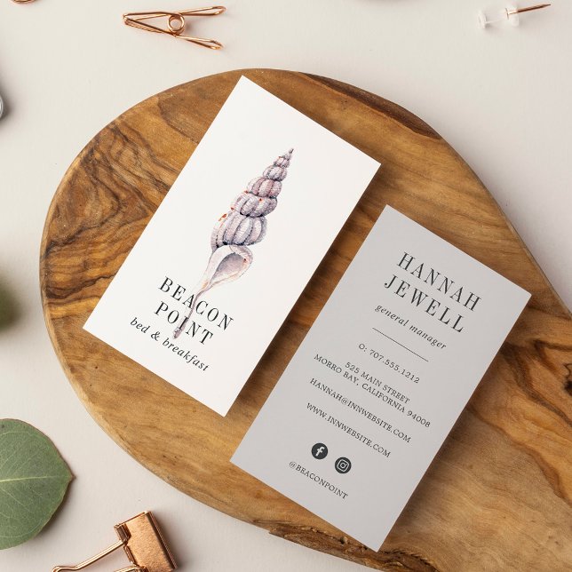 Watercolor Seashell Hospitality Business Card (Creator Uploaded)