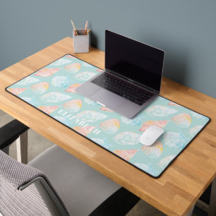 Watercolor Seashell Name Desk Mat
