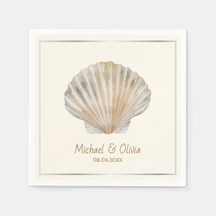 Watercolor Seashell Nautical Beach Wedding Custom  Napkin