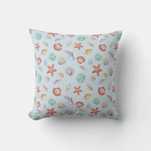 Watercolor Seashell Pattern Cushion