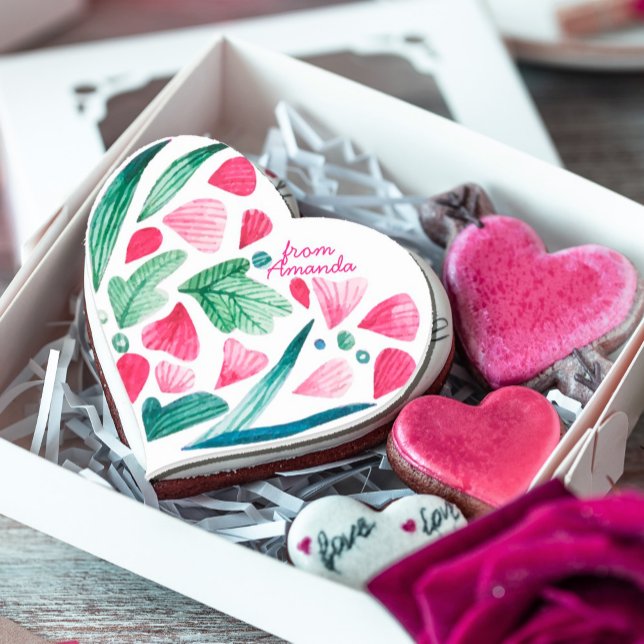 Watercolor Seashell Pink Heart Sticker (#valentineday #motherday #mom #seashells #addname #pinkandgreen #watercolor #artistic #romantic)