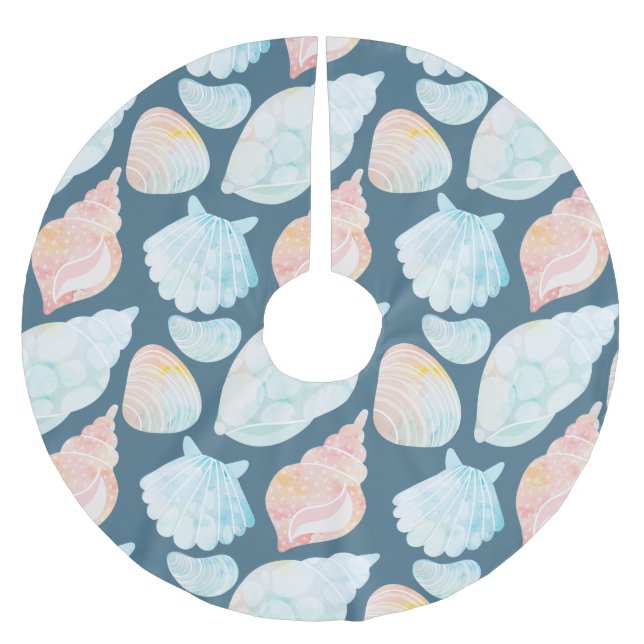 Watercolor Seashell Tree Skirt (Front)
