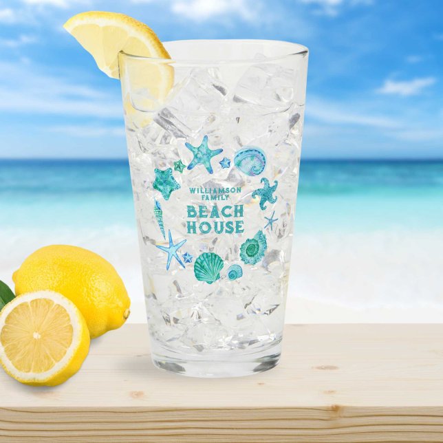 Watercolor Seashells and Starfish Beach House Glass (Watercolor Seashells and Starfish Beach House Glass)