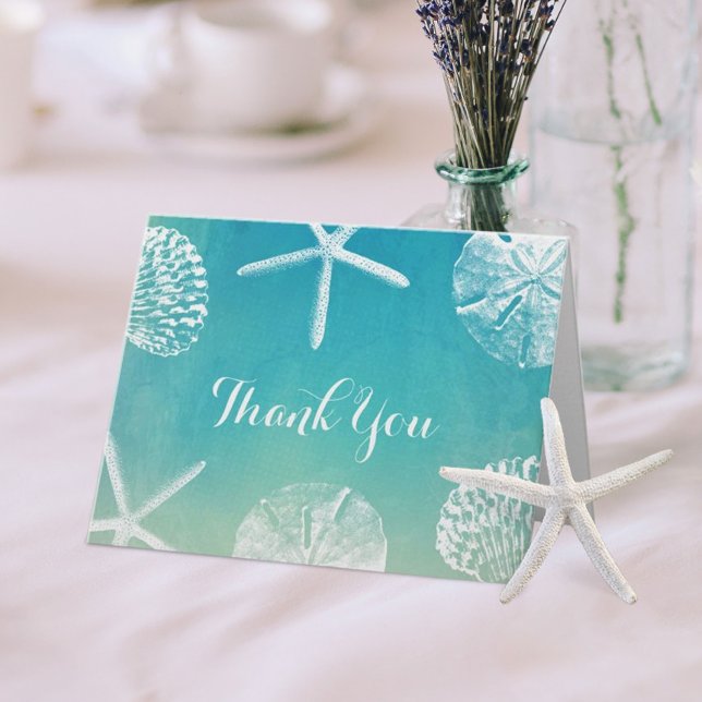 Watercolor Seashells Beach WeddingThank You Thank You Card (Creator Uploaded)