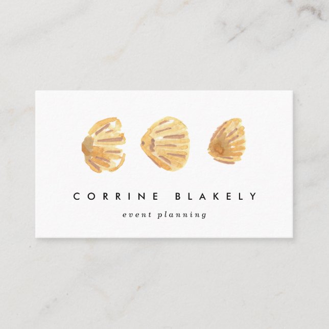 Watercolor Seashells Business Card (Front)