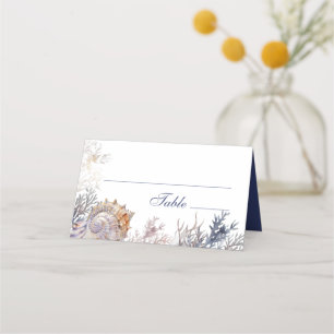 Watercolor Seashells Corals Wedding  Place Card