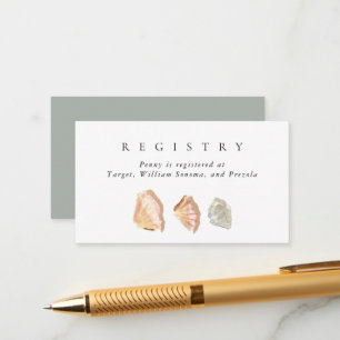 Watercolor Seashells Elegant Bridal Registry Enclosure Card