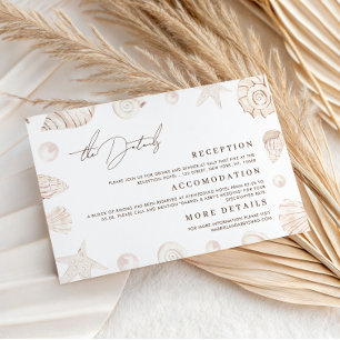Watercolor Seashells Nautical Wedding Details Enclosure Card