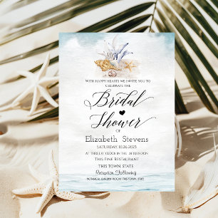 Watercolor Seashells,Sea  Bridal Shower  Invitation