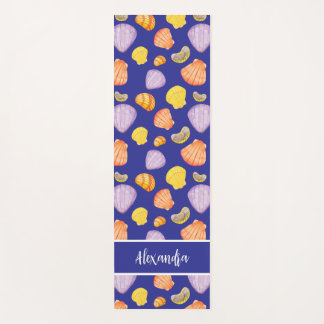 Watercolor Seashells with Name Yoga Mat