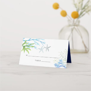 Watercolor Seaweed Beach Themed Wedding Place Card