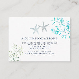 Watercolor Seaweed Beach Wedding Accommodations Enclosure Card
