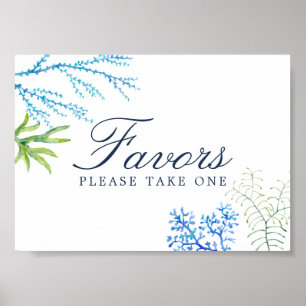 Watercolor Seaweed Beach Wedding Favour Sign