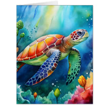 Watercolor see turtle