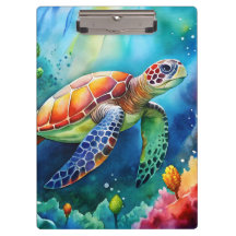 Watercolor see turtle