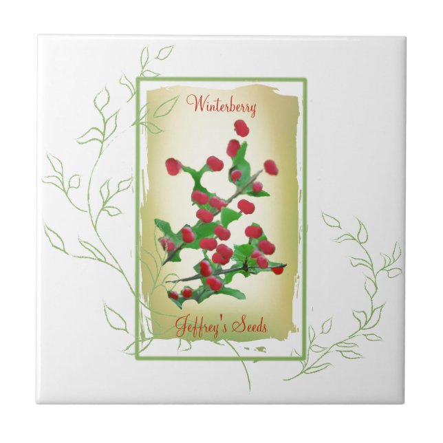 Watercolor Seed Packet Winterberry Tile (Front)