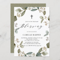 Watercolor Seeded Eucalyptus Wreath Baby Blessing