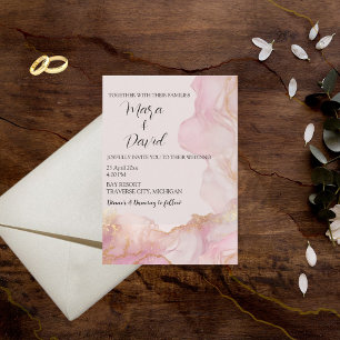 Watercolor Seraphina Pink and Gold Wedding  Invitation