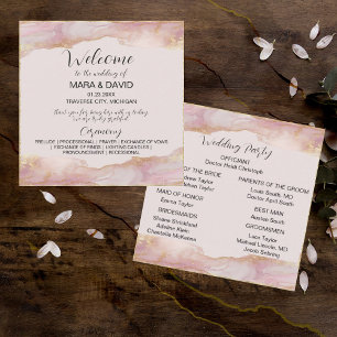 Watercolor Seraphina Pink and Gold Wedding Program