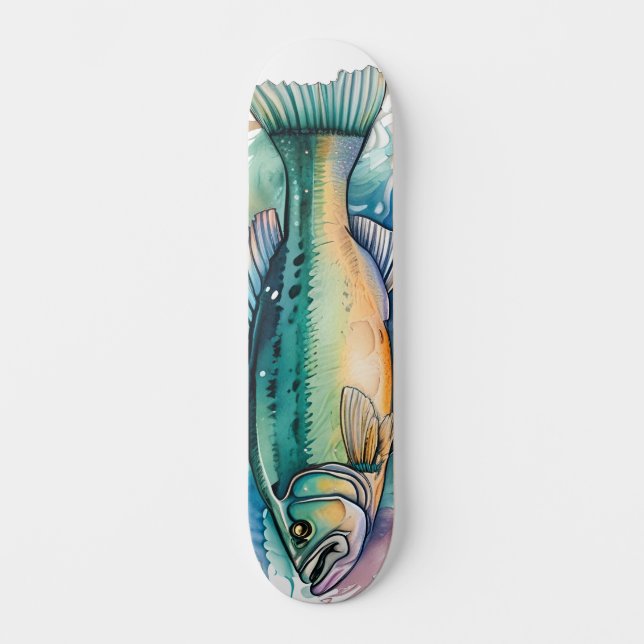 Watercolor Series: Bass Skateboard (Front)