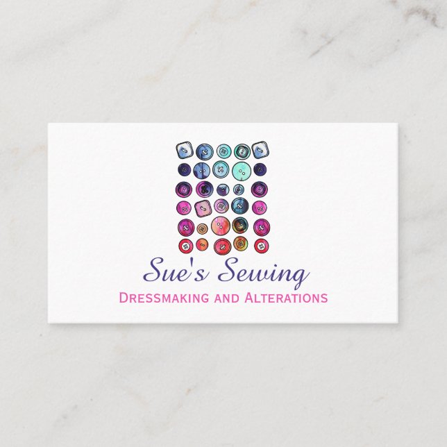 Watercolor Sewing Button  Business Card (Front)