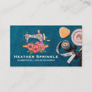 Watercolor Sewing Machine Logo Craft Tools Business Card