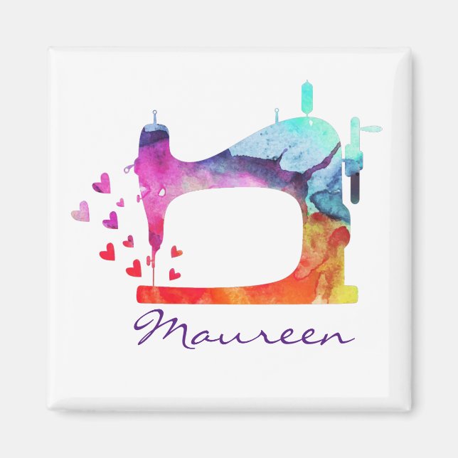 Watercolor Sewing Machine Magnet (Front)