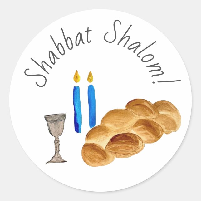 Watercolor Shabbat Shalom Sticker (Front)