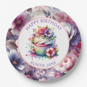Watercolor Shabby Chic Floral Personalised Paper Plate