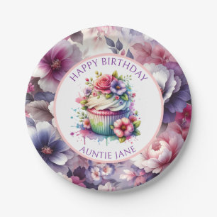 Watercolor Shabby Chic Floral Personalized Paper Plate