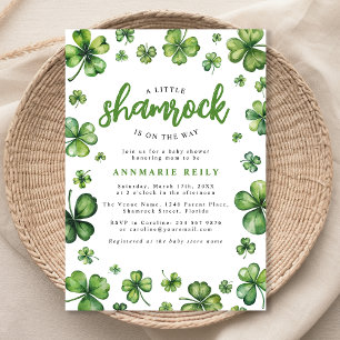 Watercolor Shamrock Baby shower Invitation