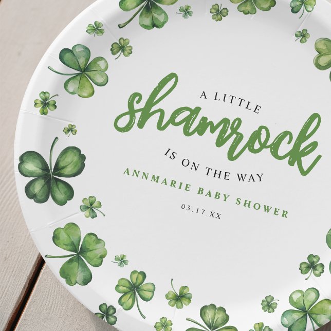 Watercolor Shamrock Baby shower Paper Plate (Creator Uploaded)