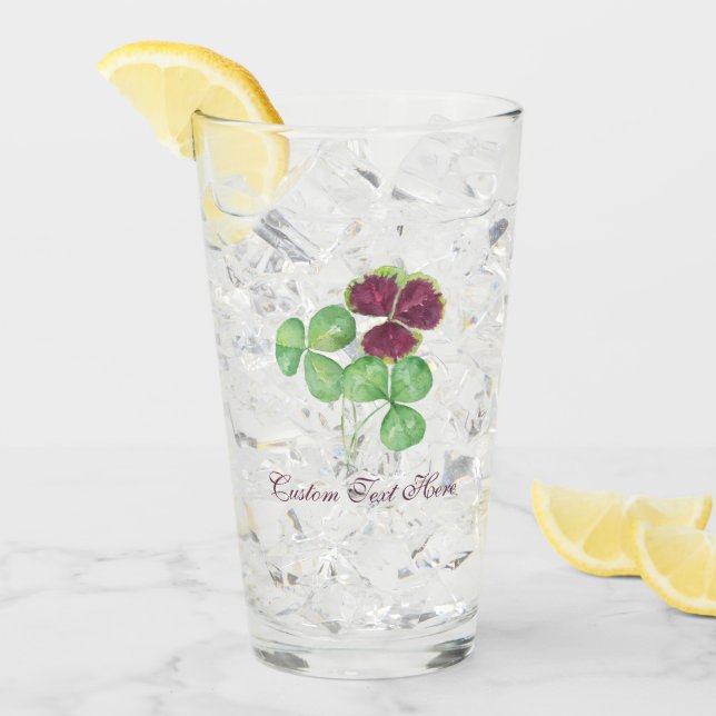 Watercolor Shamrock Clover Saint Partick's Day Glass (Front Ice)