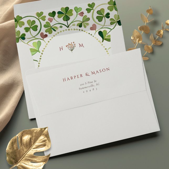 Watercolor Shamrock & Hearts Wedding Envelope (Creator Uploaded)