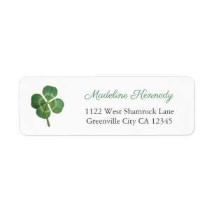 Watercolor Shamrock Irish Heritage Return Address